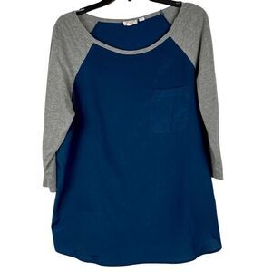 Women’s Blue Gray Baseball Top Large